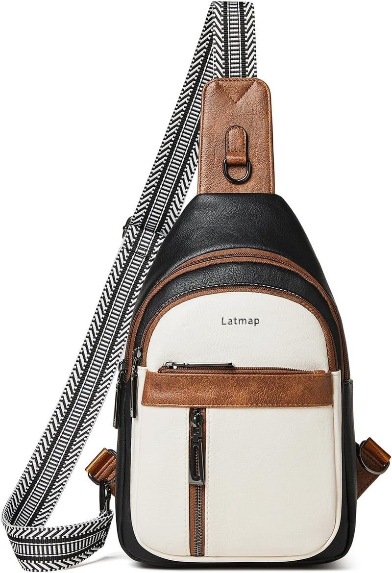 LATMAP 7L Sling Bag For Women Men Backpack Fanny Pack Crossbody Chest Travel Shoulder Belt Bags Purse Handbag PU Leather - Image 1